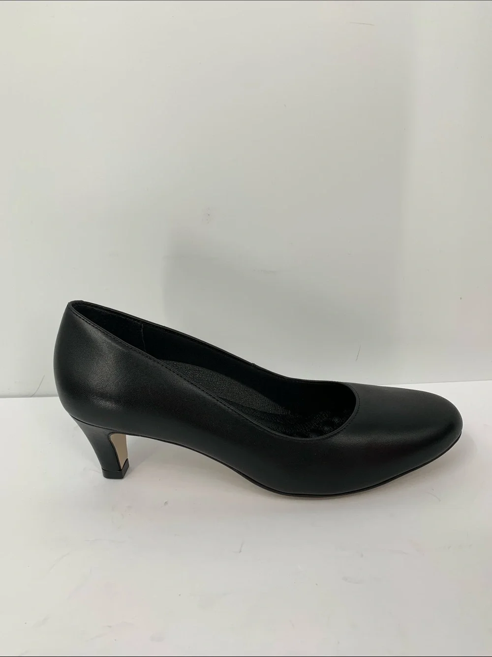 Ros Hommerson Joy II black leather pumps heel shoe comfort slip-on women new 8
